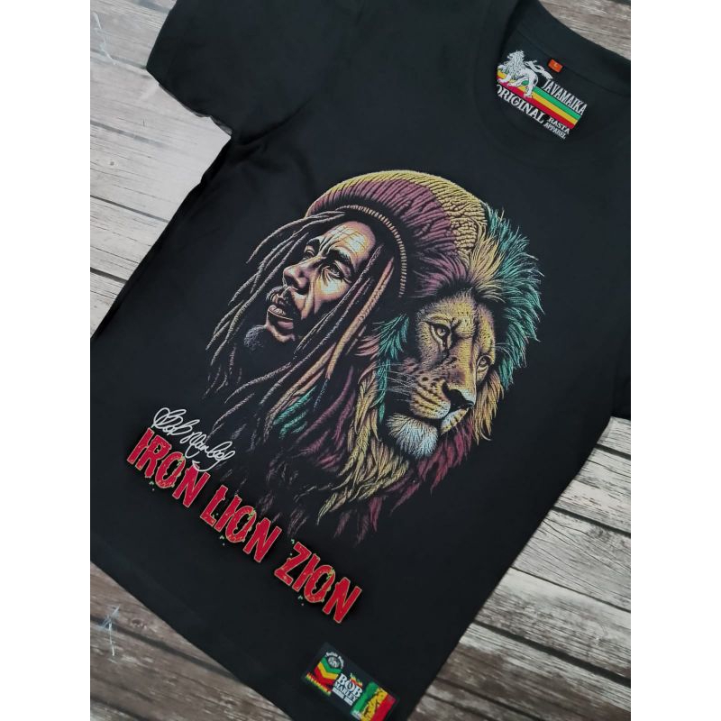 Kaos Bob Marley Iron Lion Zion Baju Reggae Original javamaika Rasta Apparel