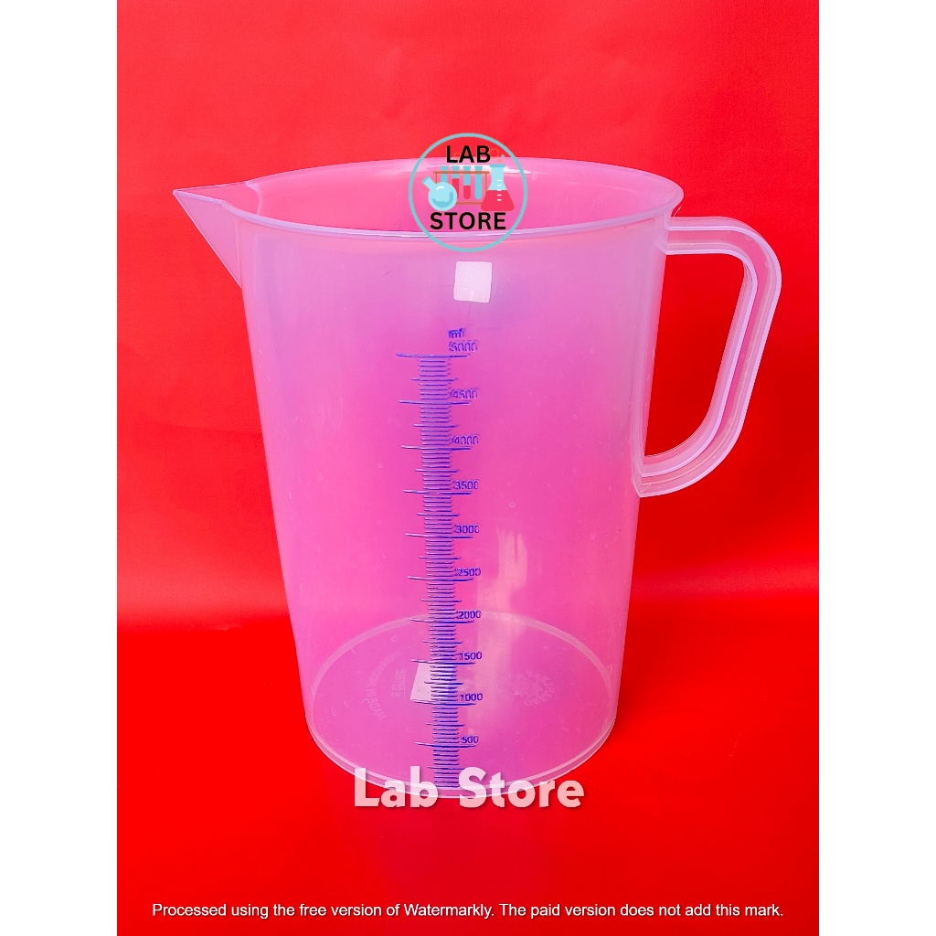 Beaker Plastik 5000ml / Gelas Kimia Plastik 5000ml / Gelas Beaker Dengan Handle Green Leaf