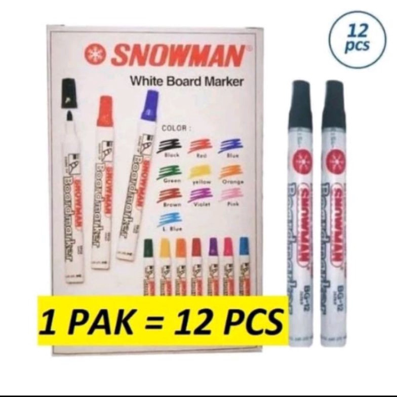 

KODE P1M4 spidol Whiteboard snowman warna hitam BG12 isi 12pcs