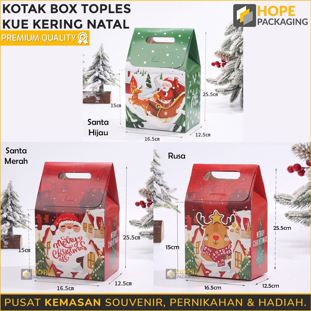 

MANTAP Box Kardus Kue Kering Natal Merry Christmas Toples 25gr Kotak Box Hampers Hadiah Christmas