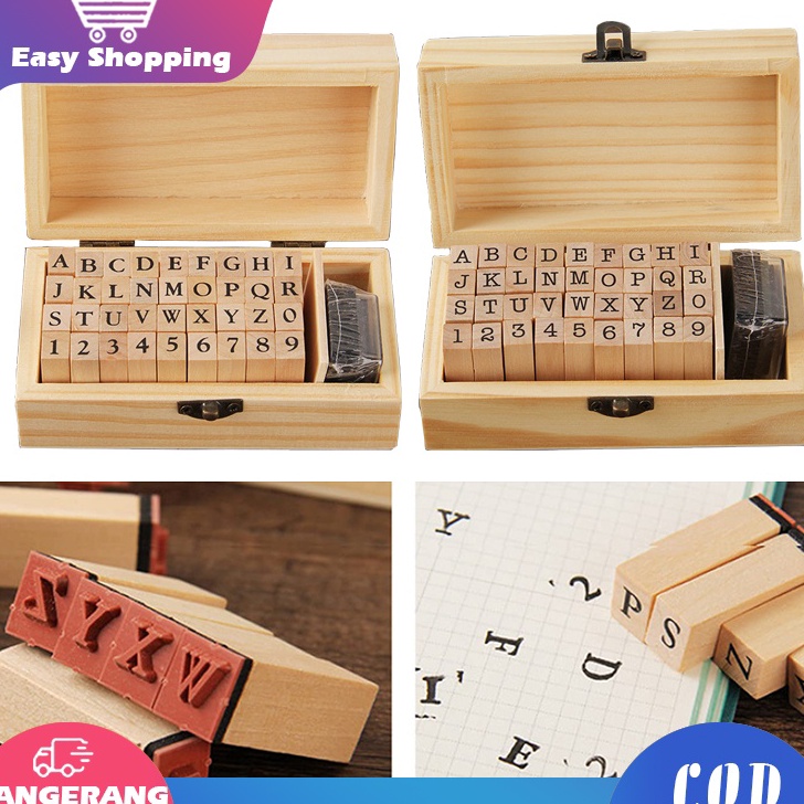 

KI3 Alphabet Stamp Set Stempel Huruf Alfabet Stempel Cap Kayu Karet Rubber Stamp Set With Ink