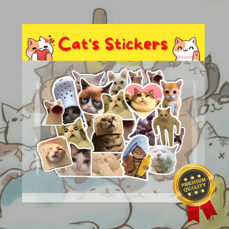 60PCS STICKER MEME CAT | STICKER KUCING KOCAK | MEME KUCING STICKER | KUCING NGAKAK STIKER