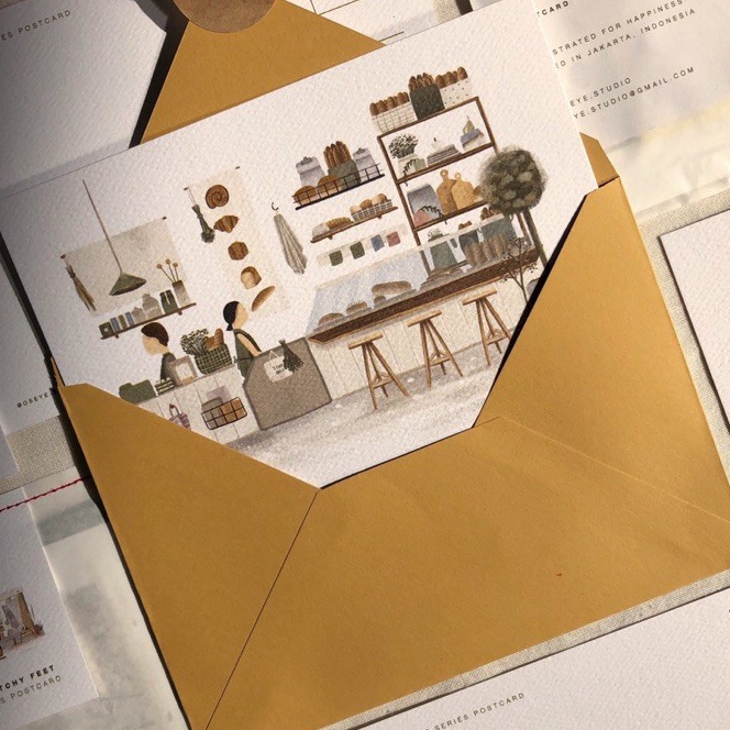 

KP8 The Itchy Feet Postcard with Mustard Envelope