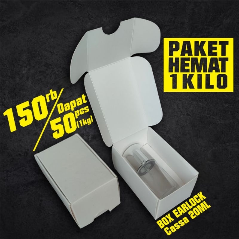 

PAKET 1KILO (ISI 50pcs) BOX EARLOCK untuk botol casa 30ml putih hitam