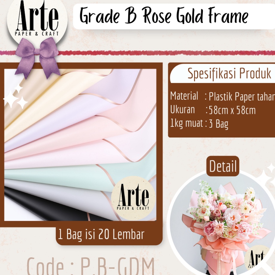 

Unggul 2 Lembar Cellophane Rose Gold Frame Grade B Ori Sinowrap Border Bouquet Bingkai Jelly Film List Kes Buket Korea Bunga Flower Wrapping Paper Calor Kado Arte Florist Supply Jaka Bekasi PBGDM