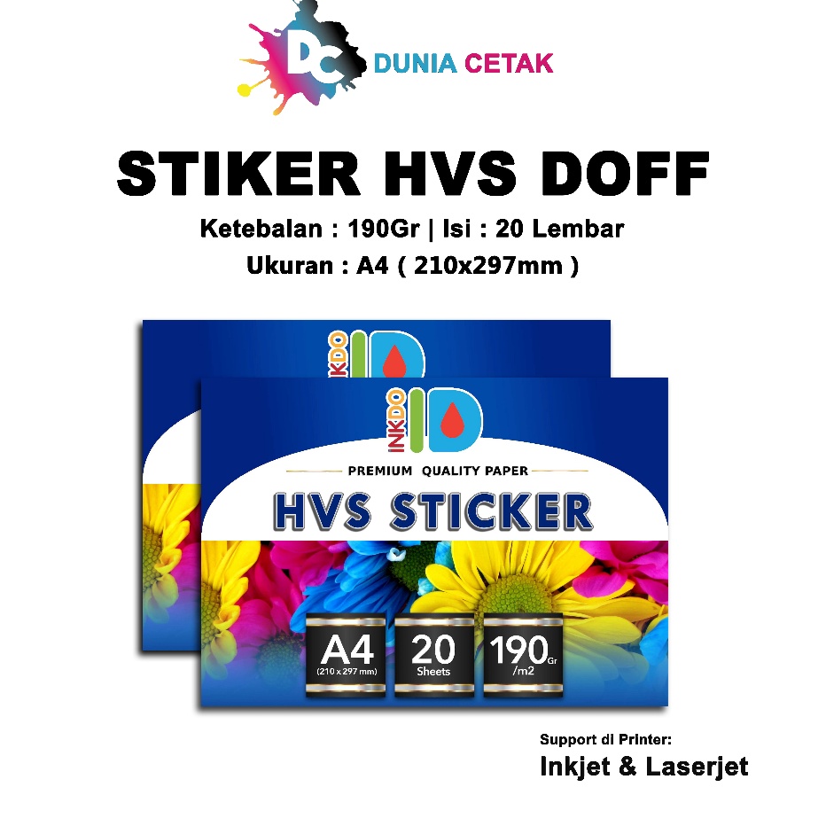 

Boom Kes HVS Sticker Matte A4 2 Lembar Kes Stiker Doff