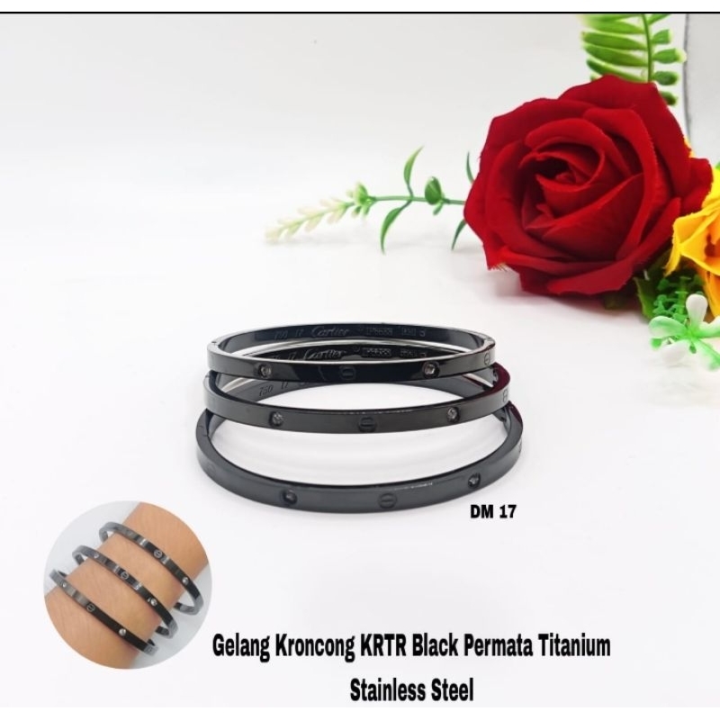 gelang ctr hitam/gelang bangle wanita titanium