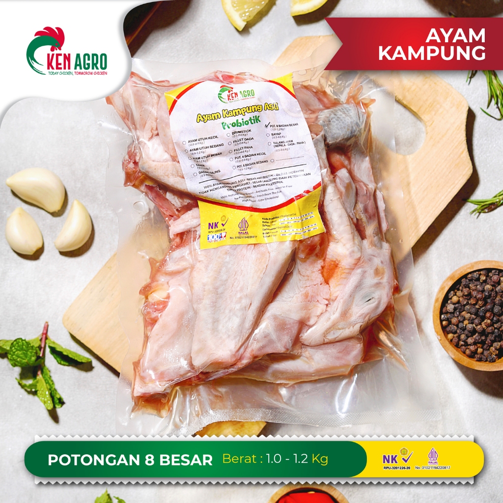 

Ken Agro Ayam Kampung Probiotik Potongan 8 Besar L 1.0-1.2 kg Frozen