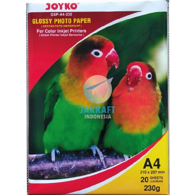 

Tawaran 2 Lembar Kes Foto A4 Tebal JOYKO 23 Gr Gsm Gram Glossy Photo Paper GSPA423