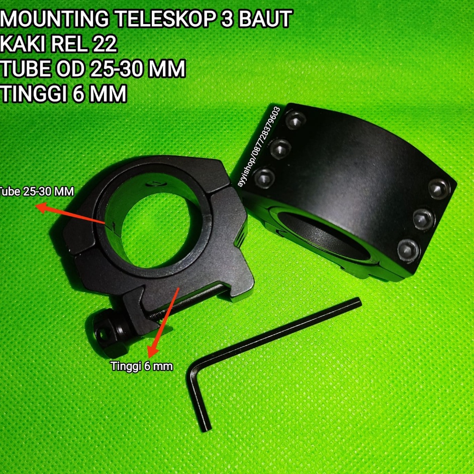 Grosir Terkini  MOUNTING TELESKOP 3 BAUT PENDEK  MOUNTING TELESKOP MURAH  MOUNTIG TIGA BAUT KAKI 22 