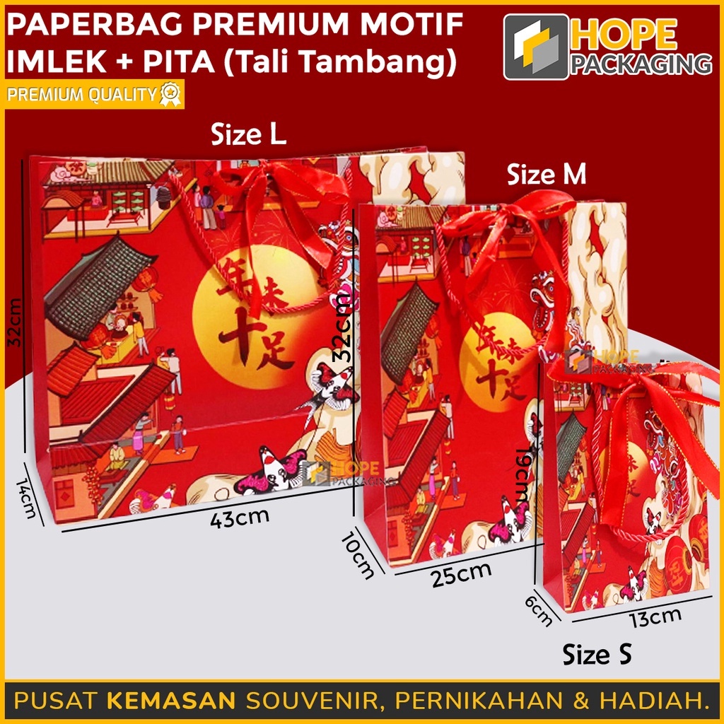 

SUPER Paperbag Premium Motif Imlek Pita TALI TAMBANG Tas Souvenir Hadiah Hampers Kado Edisi CNY Tas Imlek Paper Bag Souvenir Imlek Tas Kado Tas Jinjing Kue Imlek