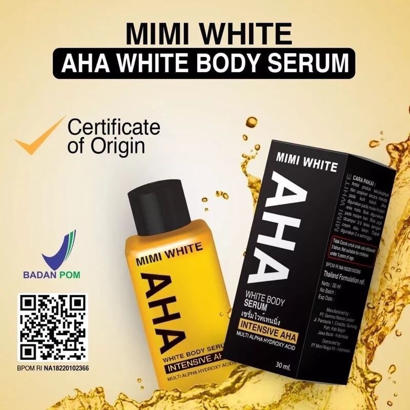 MIMI AHA WHITE BODY SERUM 30ML BIBIT PEMUTIH ORIGINAL ASLI BPOM