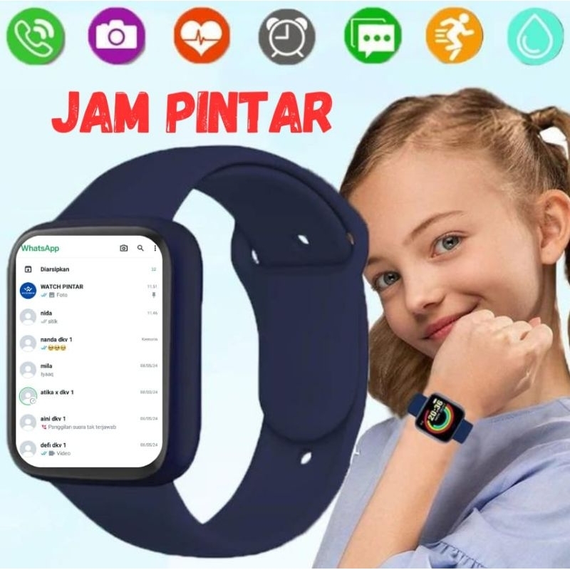 Jam Tangan Hp Pintar Android Smartwatch Anak Pria Wanita Dewasa Led Pelacak Kebugaran