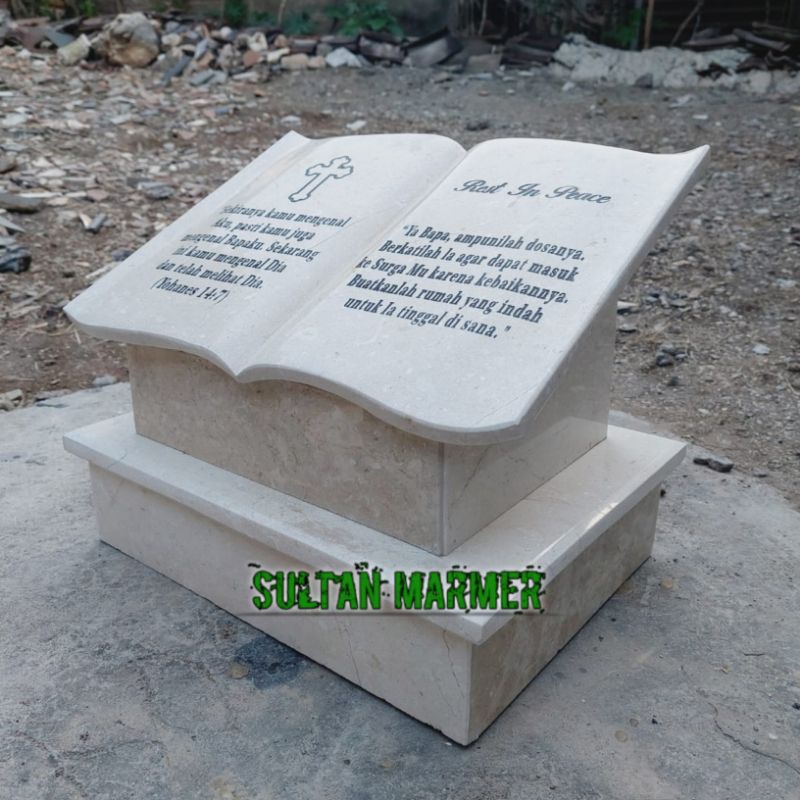 Nisan Model Buku Batu Marmer Putih
