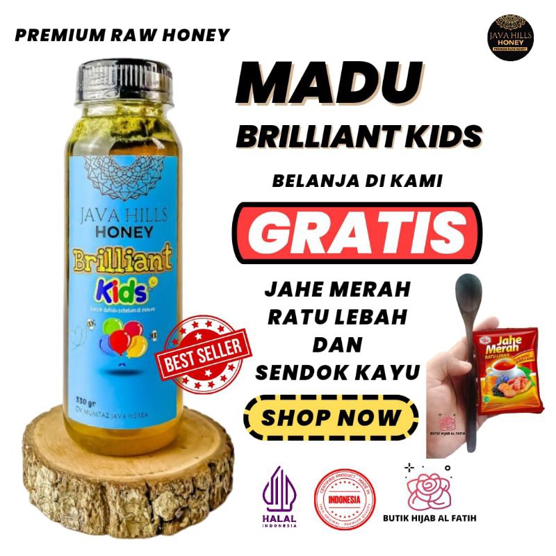 

Madu javahills honey herbal briliant kids Mumtaz menambah nafsu makan menjaga imunitas COD 330gr