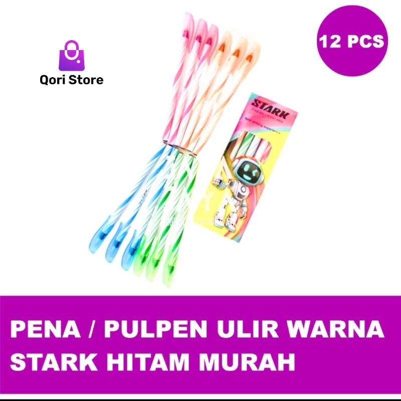

Qori Store - Pulpen Stark Ulir Warna Tinta Hitam 1 Pack Isi 12 Pcs / Pulpen Ulir Warna / Pulpen Stark 1 Pack / Pena Stark / Bolpoin Stark / Pulpen Sekolah / Pulpen Kantor
