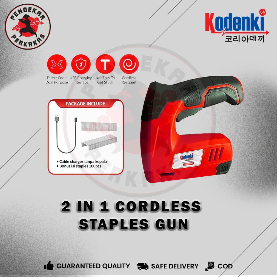 

Kodenki Paku Tembak Cordless 2in1 - Stapler Gun 2in1 Baterai 4V Alat Tembak Paku Staples - Mesin Alat Cordless Staples Gun Tembakan Isi Staples Otomatis Isi Staples F10MO 1010J Refill Isian Mesin Penembak Staples Stapler Gun Battery Portable