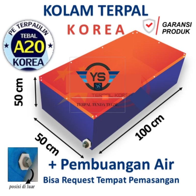 KOLAM TERPAL 100X50X50 TERPAL KOLAM 1X50X50 KOREA