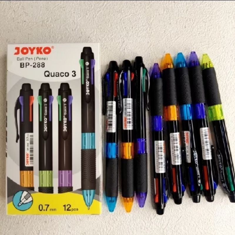 

1 PACK PULPEN 4 WARNA JOYKO QUACO 3 BP-288 / 1 pack/ 1 lusin / 12 pcs