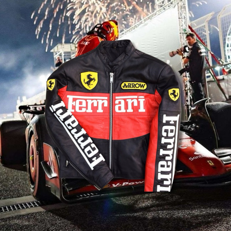 IAMYOURQL - Ferrari F1 Black Red Race Jacket Leather