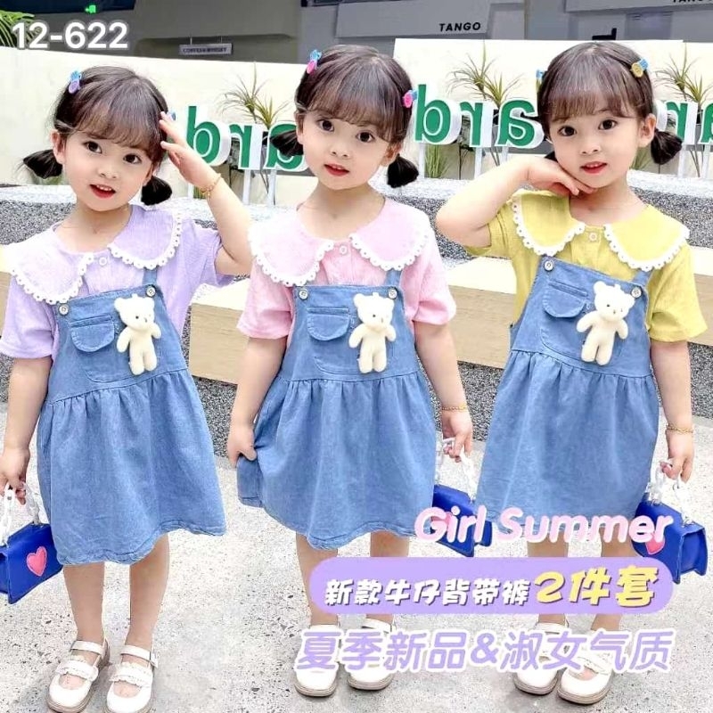 Setelan Overall Jeans Anak Perempuan Free Boneka