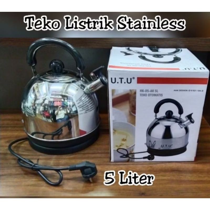 PROMO TERBARU U.T.U TEKO LISTRIK STAINLEES STEEL 5 LITER TEKO LISTRIK UTU 5 LITER UTU ELECKTRIC