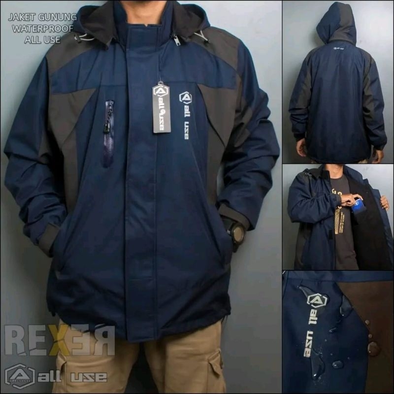 JAKET WATERPROOF WINDPROOF GUNUNG ALL USE ORIGINAL JAKET ALL USE JAKET GUNUNG ALL USE NAVY MIX COKLA