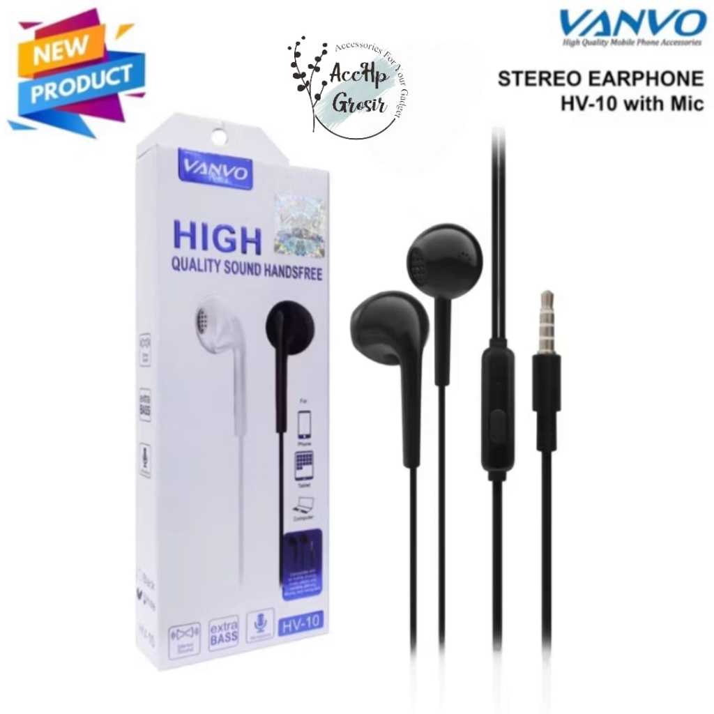 Handspree Earphone Headset Stereo Original Vanvo HV-10 Handsfree with Mic Earphone vanvo Headset