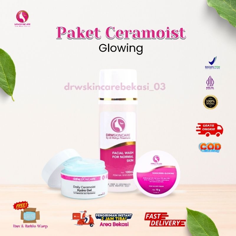 DRW Skincare Paket Ceramoist Glowing Paket Ceramoist Acne 7x Ceramide Ampuh Memperbaiki Skin Barrie 