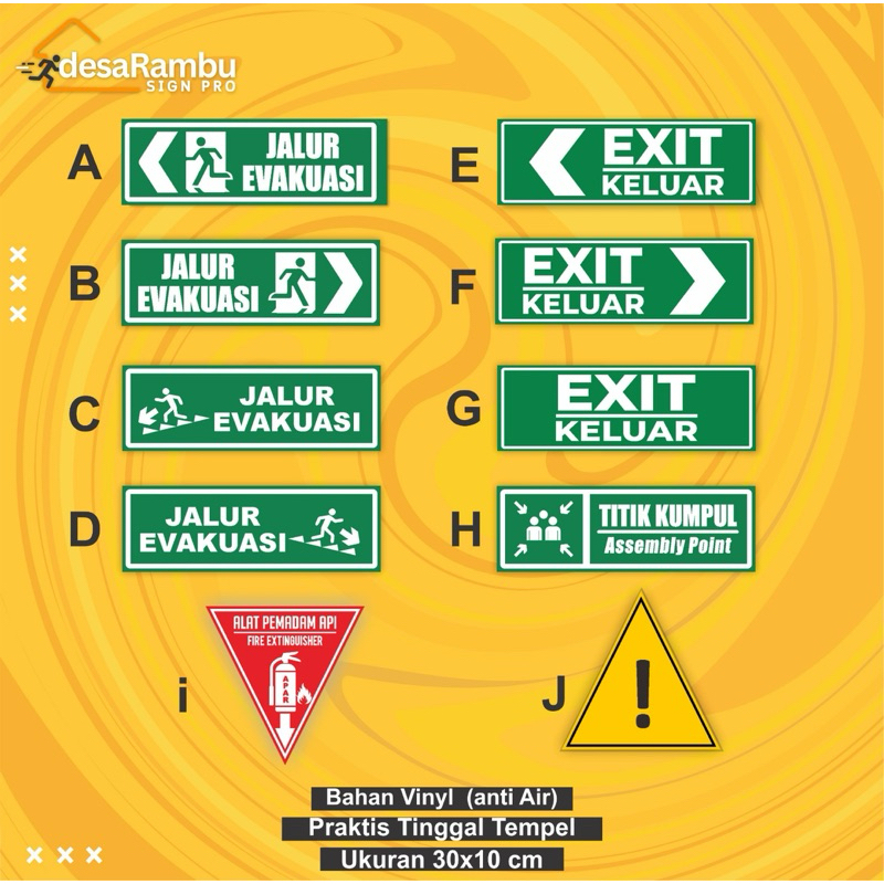 

Sign Akrilik Rambu Informasi Jalur Evakuasi Print Stiker Ukuran 30x10 CM / Exit Titik Kumpul