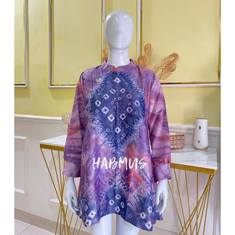 tunik / atasan kerja jumputan Palembang asli tenun