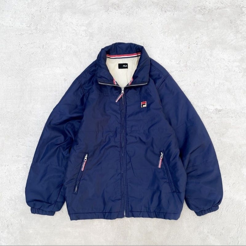 Fila Georgia Blue Navy Windbreaker Vintage Jacket Parasut Size L