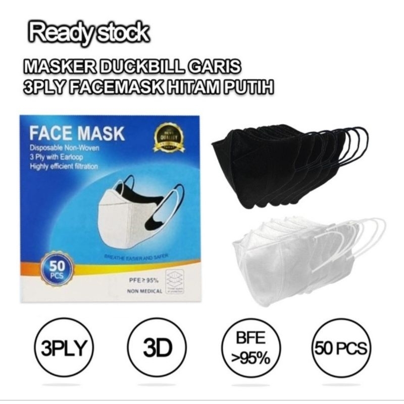 [AW] MASKER DUCKBILL  ISI 50Pcs (1Pack) - Masker Duckbill/Masker Duck Bill/Masker Duck Pill