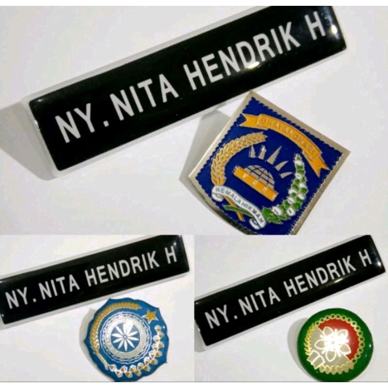 

papan nama grafir seragam l papan nama grafir + pin PKK, DARMA WANITA, BHAYANGKARI