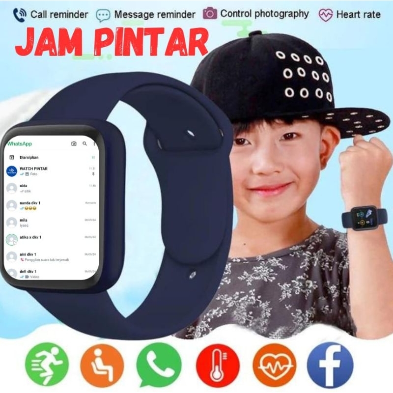 Jam Tangan Hp Pintar Android Smartwatch Anak Pria Wanita Dewasa Led Pelacak Kebugaran