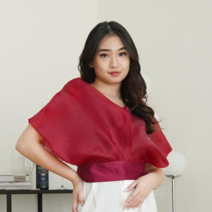 Chloe.co - Atasan Blouse Organza Satin Silk Premium Blus Wanita Kondangan Polos Pesta Korean Style