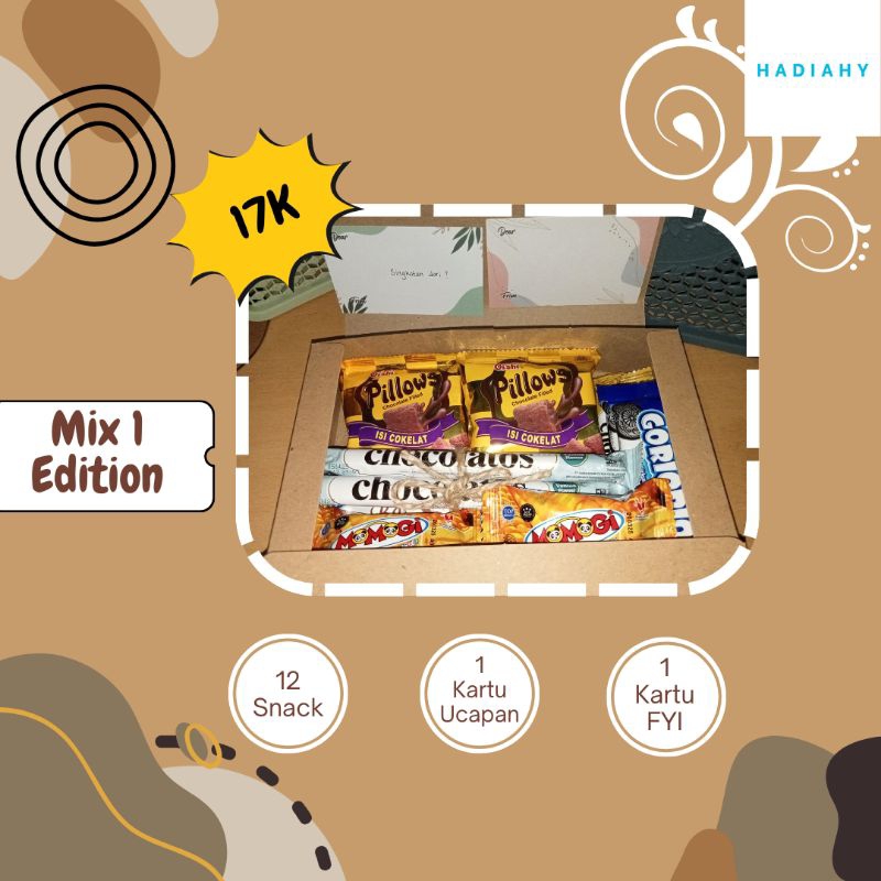 

Hampers Snack Box / Hampers Mix 1 Edition / Hampers Wisuda / Hampers Sempro /Hampers Ulang Tahun