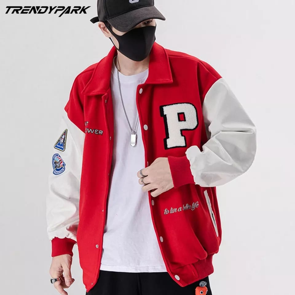 Varsity Original Jaket Pria Pull Bordir / Jaket Baseball Varsity Vintage Pria Wanita Premium Bordir