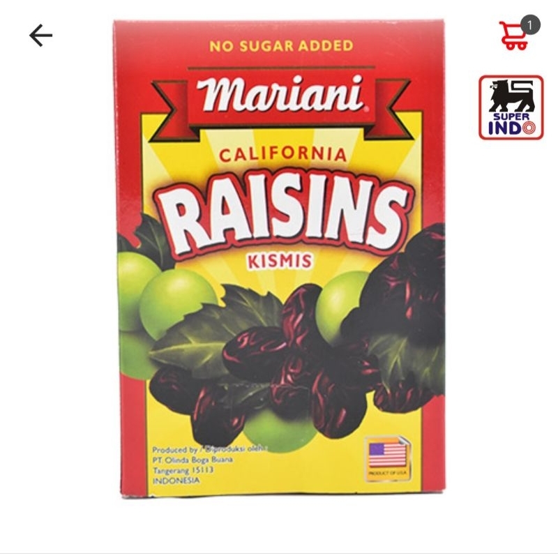 

MARIANI CALIFORNIA RAISINS KISMIS | KISMIS RAISINS 250 GRAM