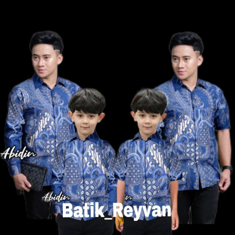 BISA PISAH || Couple Batik Ayah Anak Cowok 2-13 Tahun Banyubiru || Batik Dewasa Anak Laki-Laki M,L,X