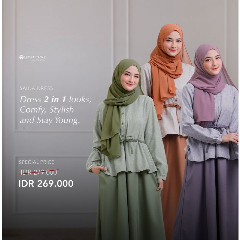 Yasmeera Gamis Ori Terbaru Saida Dress Gamis Yasmeera Gamis Wanita Gamis Daily
