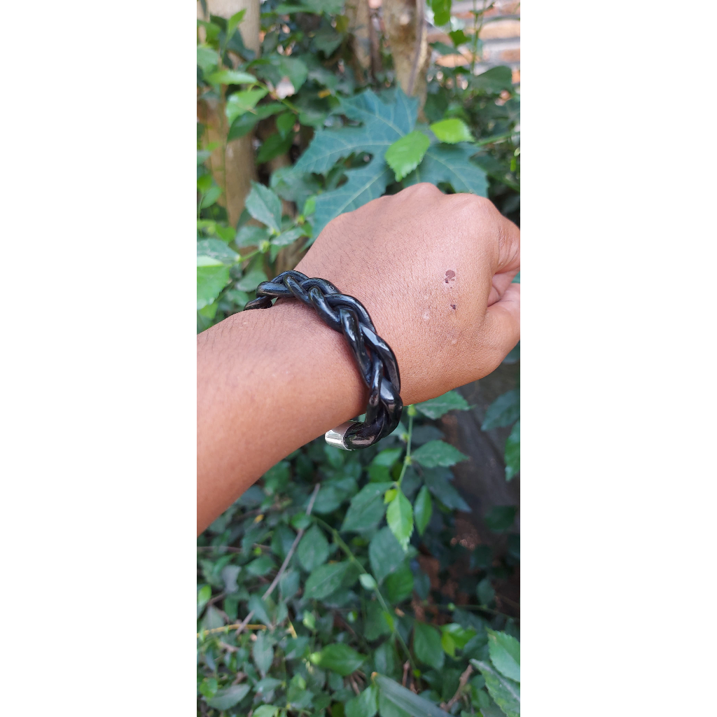 Gelang kayu akar bahar hitam lentur Asli Original