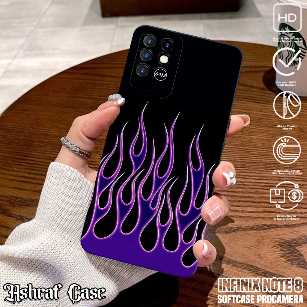 Case Infinix Note 8 - Casing Hp Infinix Note 8 Motif FIRE - Silikon Hp Infinix Note 8 - Softcase Hp 