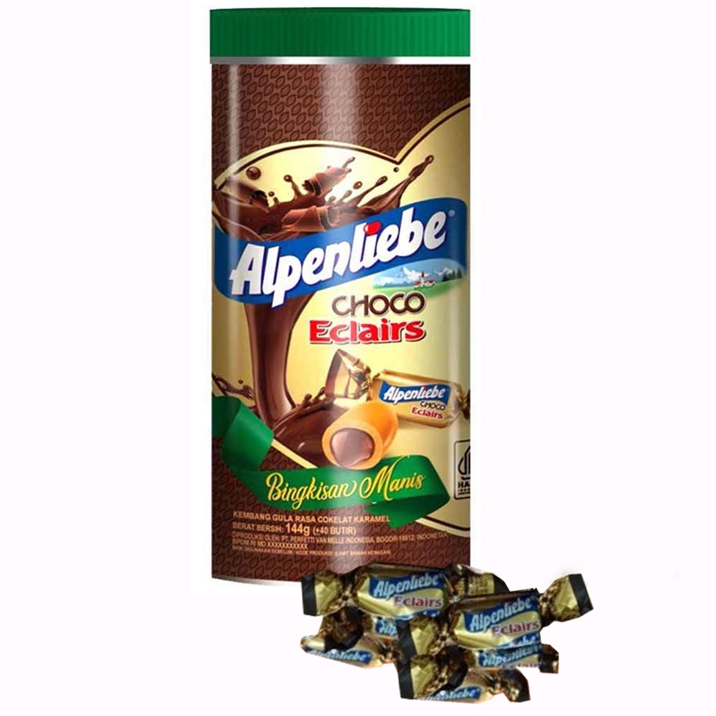 

Alpenliebe Choco Eclairs 144gr Kemasan Kaleng Permen Dengan Isi Cokelat Karamel Alpenlibel Alpen liebe Eclair Coklat Caramel Tin