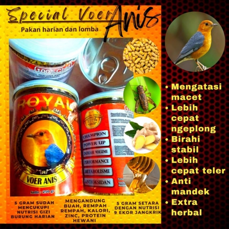 ROYAL + ROYAL  ANIS MERAH + VOER ROYAL + VOER ANIS MERAH + VOER KHUSUS ANIS MERAH + PAKAN ANIS MERAH
