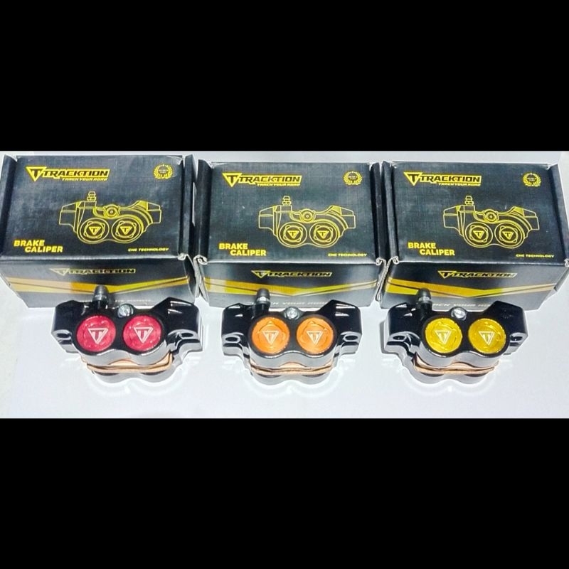 KALIPER TRACKTION FORMULA CALIPER FORMULA TRACKTION 4 PISTON RED GOLD ORANGE