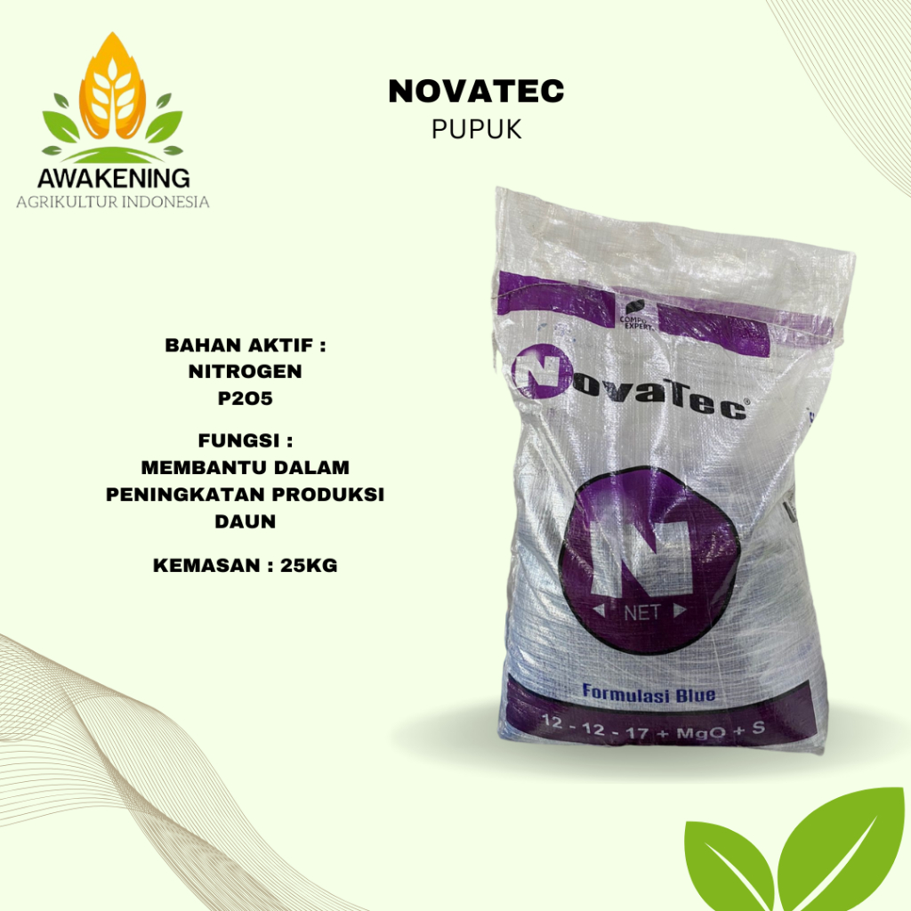 Pupuk NOVATEC 12-12-17+Mgo+S kemasan 25 Kg