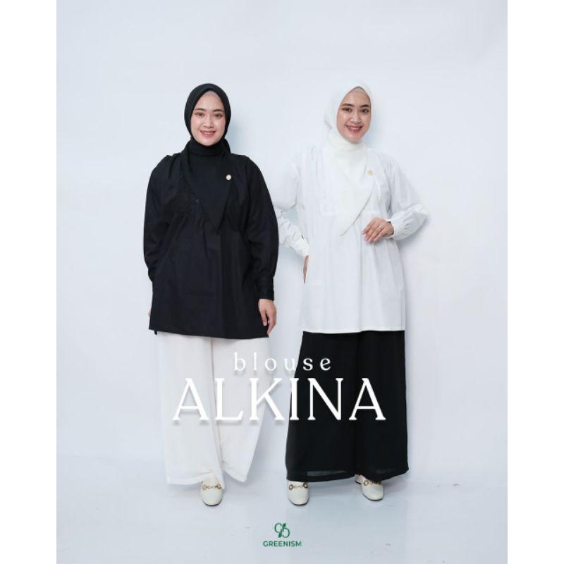 Alkina blouse by greenism blouse Putih blouse hitam