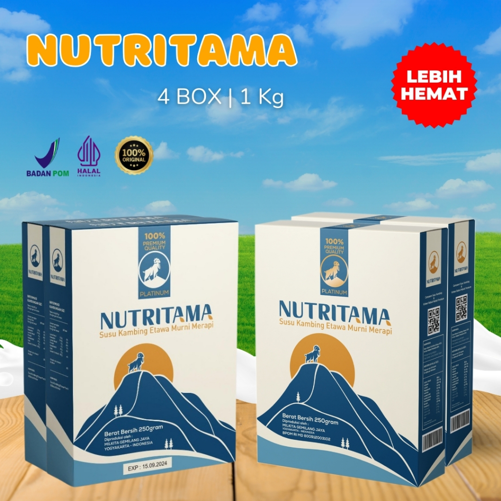 

Susu Kambing Etawa - Nutritama 100% Original Halal BPOM - 4 BOX - Susu Anti Pegal & Nyeri Tulang