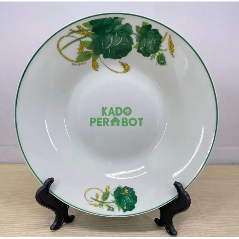 Piring Makan Keramik - Piring Keramik Motif Bunga Mawar - Piring Makan